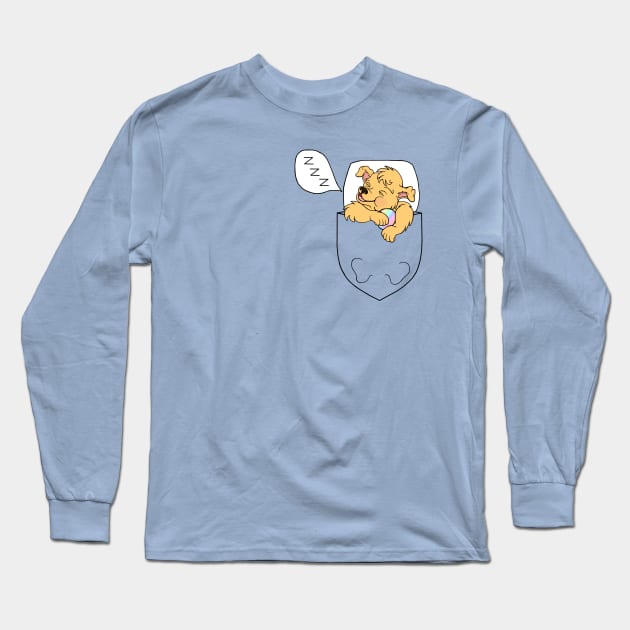 Sleepy Head Snoring Pocket Pup Long Sleeve T-Shirt by Art by Deborah Camp